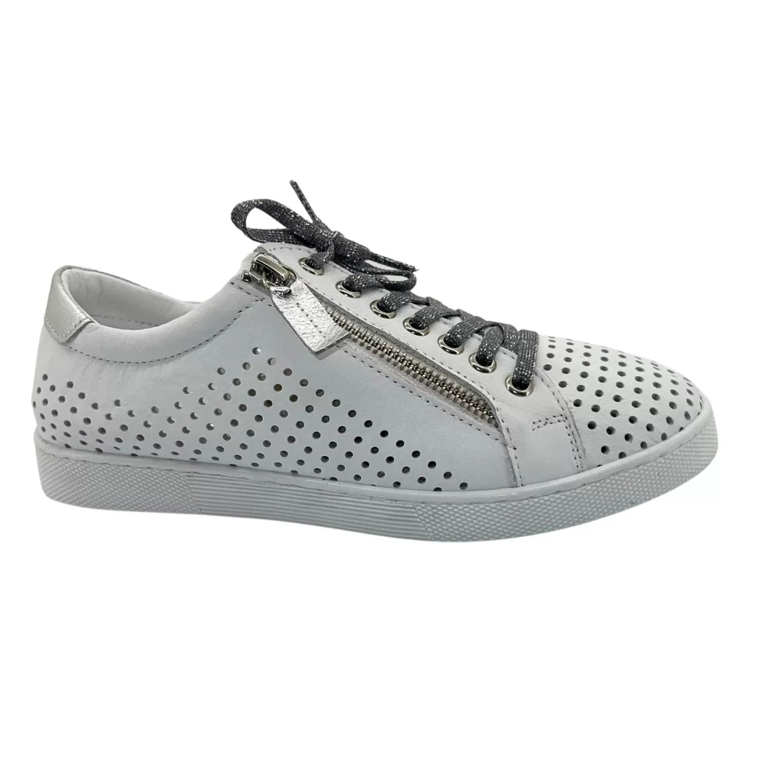 Rilassare Casual Shoes*Temple Sneaker | White & Silver | RS31