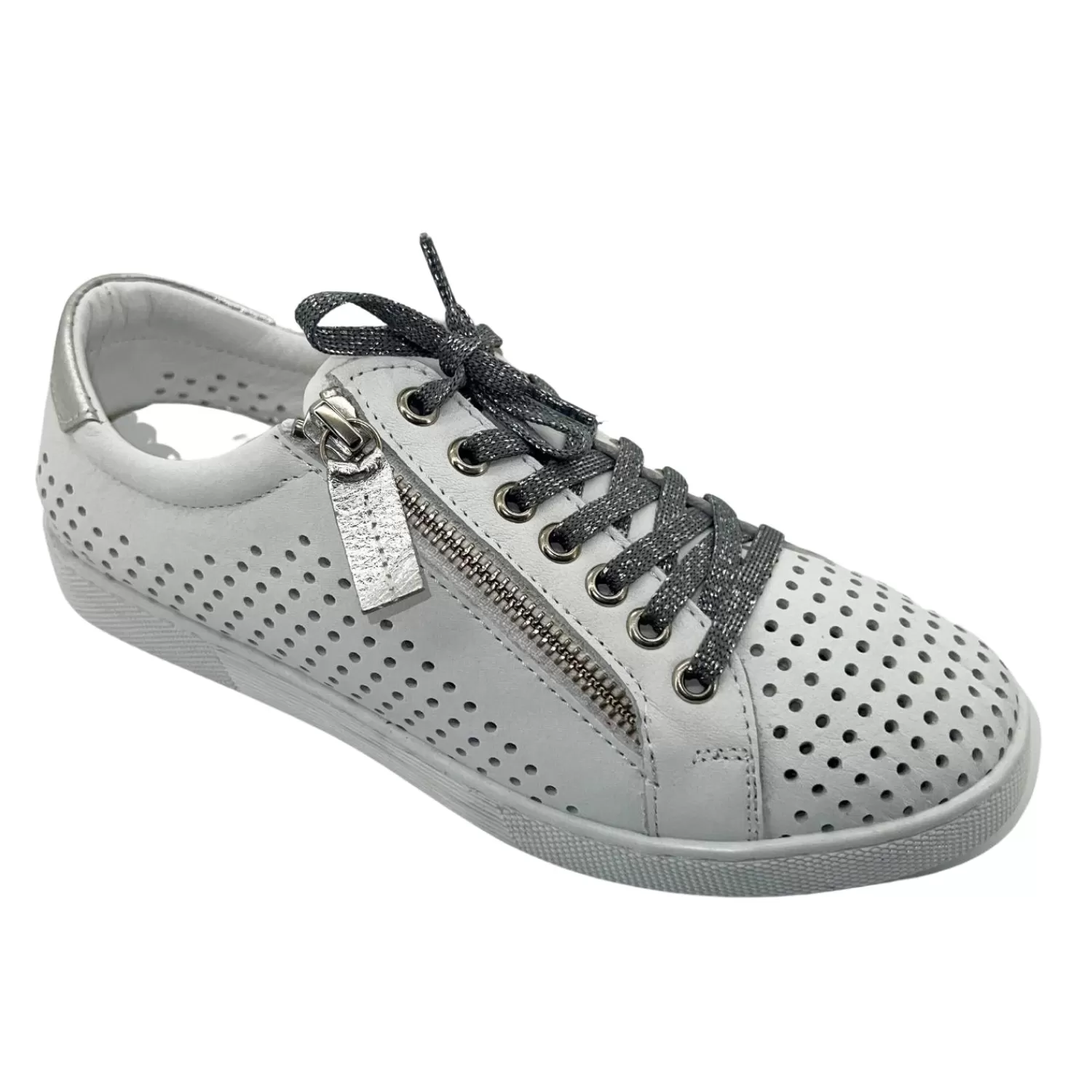 Rilassare Casual Shoes*Temple Sneaker | White & Silver | RS31