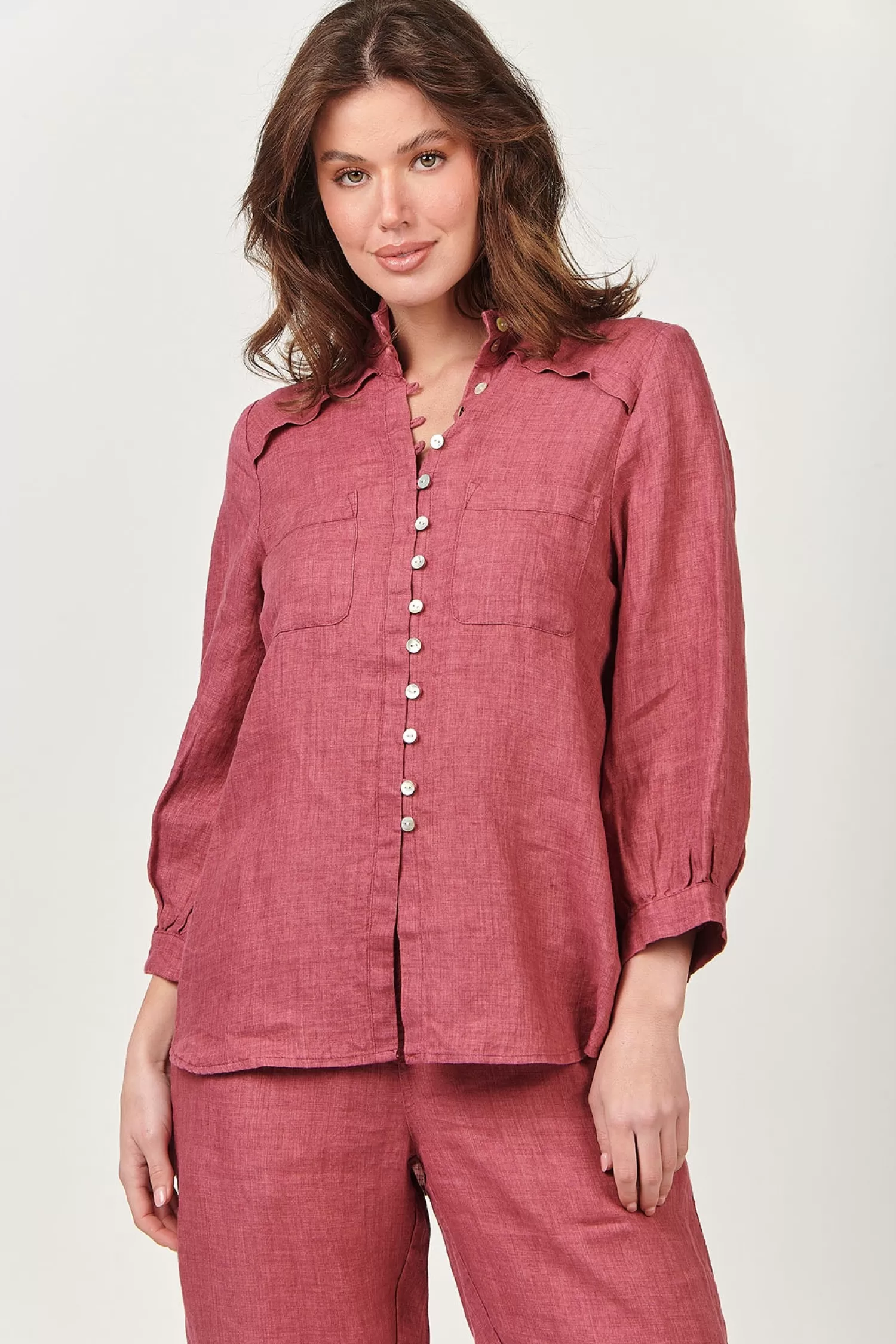 Naturals By O & J Linen Lovers | Shirts & Tops*Tilda Shirt - Rhubarb - OJ35