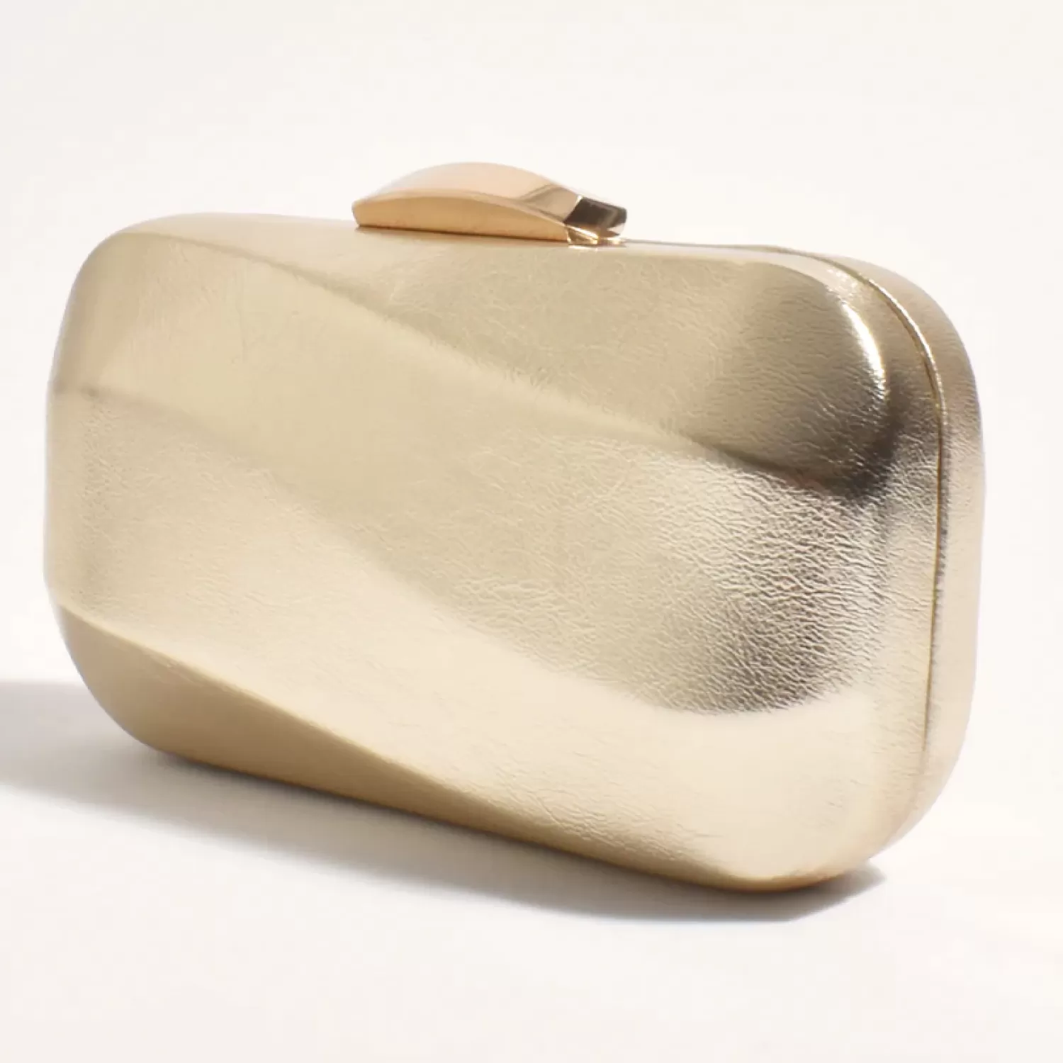 Adorne Handbags*Wavy Structured Metallic Clutch - Gold - AD12