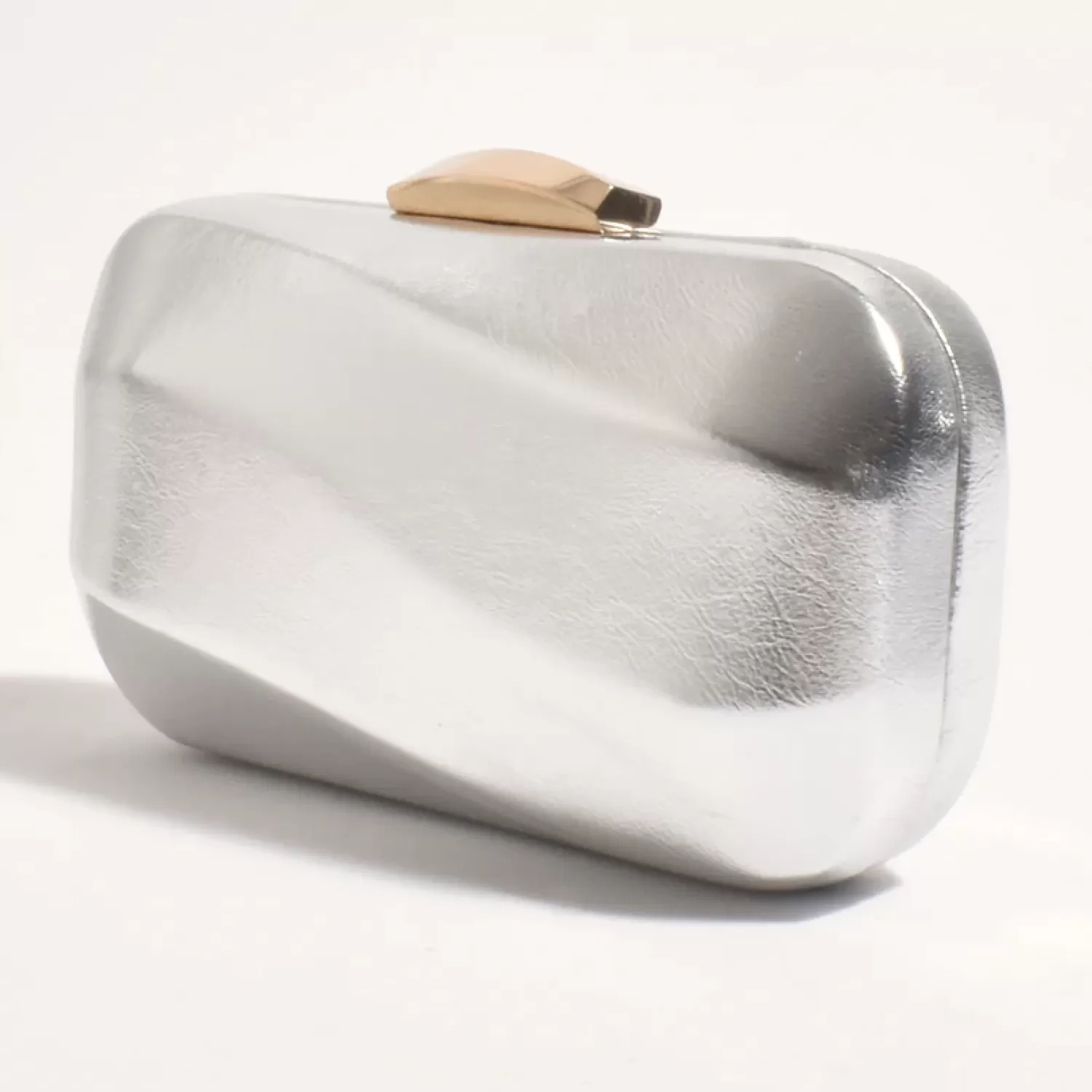 Adorne Handbags*Wavy Structured Metallic Clutch - Silver - AD12