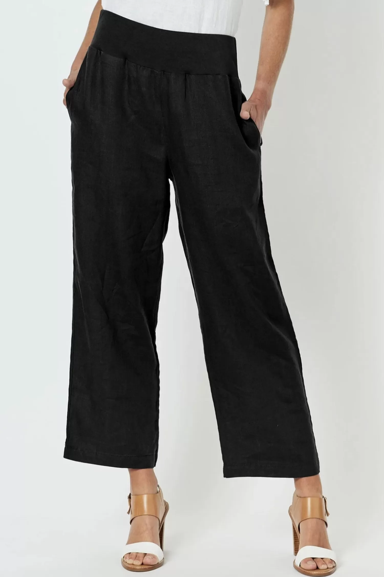 Gordon smith Ladies Pants*Wide Leg Linen Pant - Black - GS1