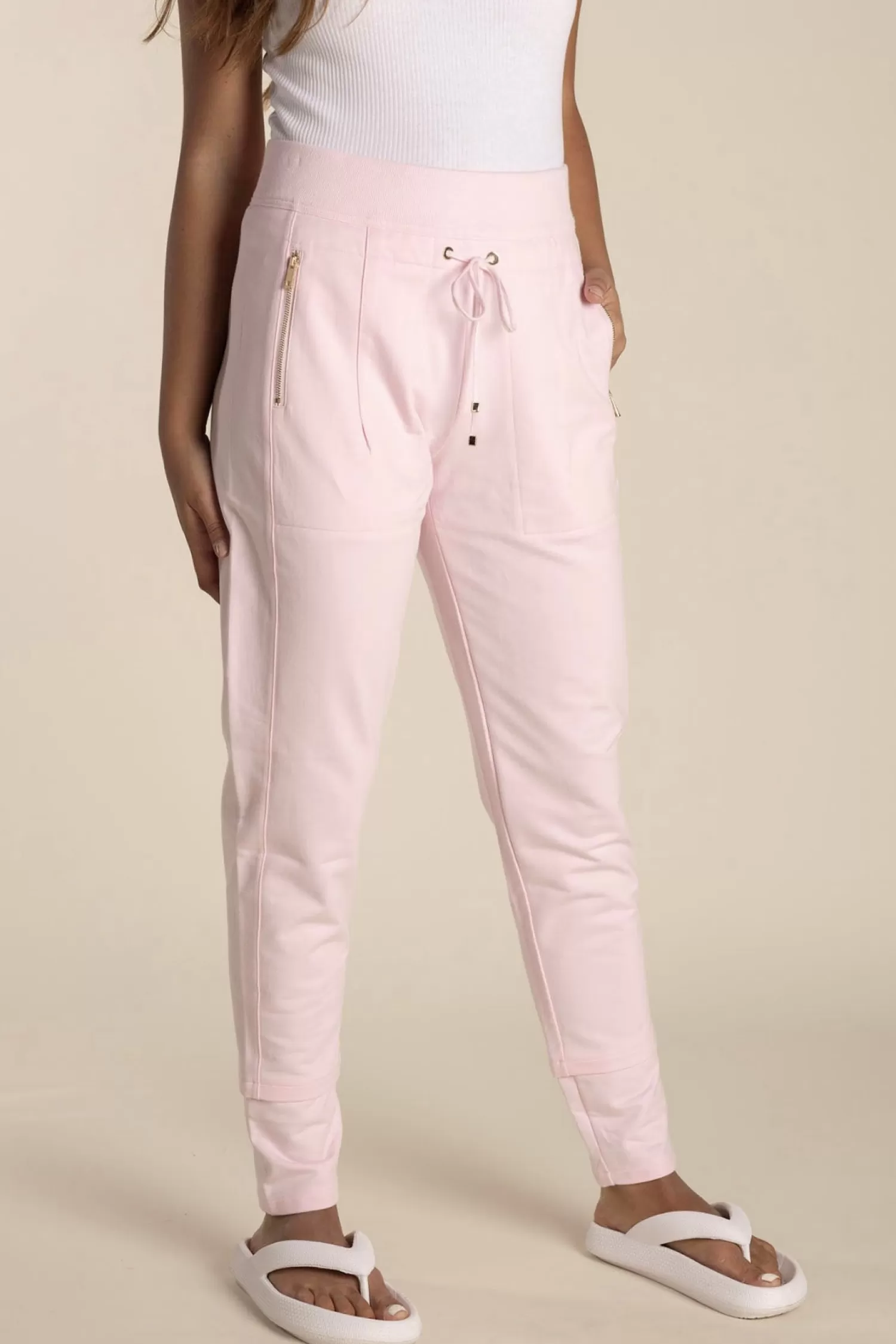 Two-T's Ladies Pants*Zip Sweat Pant - Pale Pink - TT26