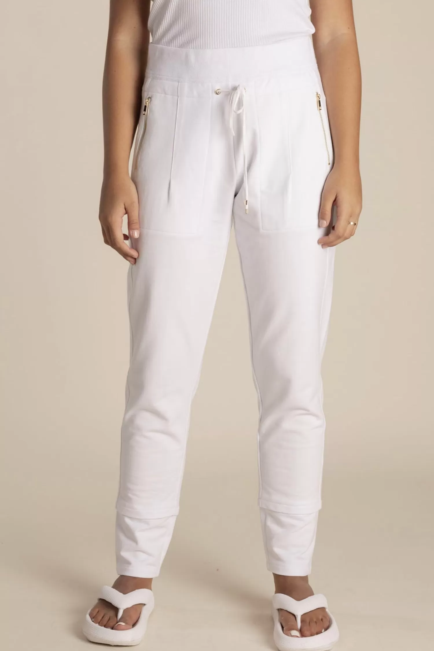 Two-T's Ladies Pants*Zip Sweat Pant - White - TT26